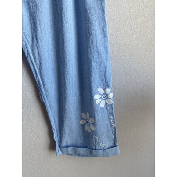 Unbranded Women’s Light Blue‎ Elastic Waist Floral Graphic Pants Size XXL NEW - Picture 4 of 10
